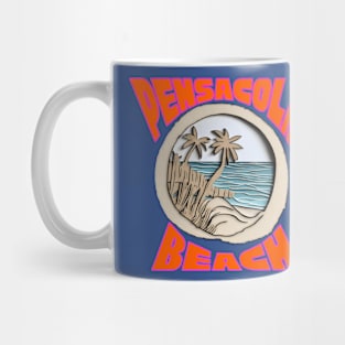 Pensacola Beach Wood Carving Style Mug